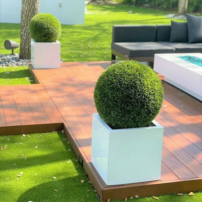 Large Block Fiberglass Planter with 20” Topiary – Nimebrand