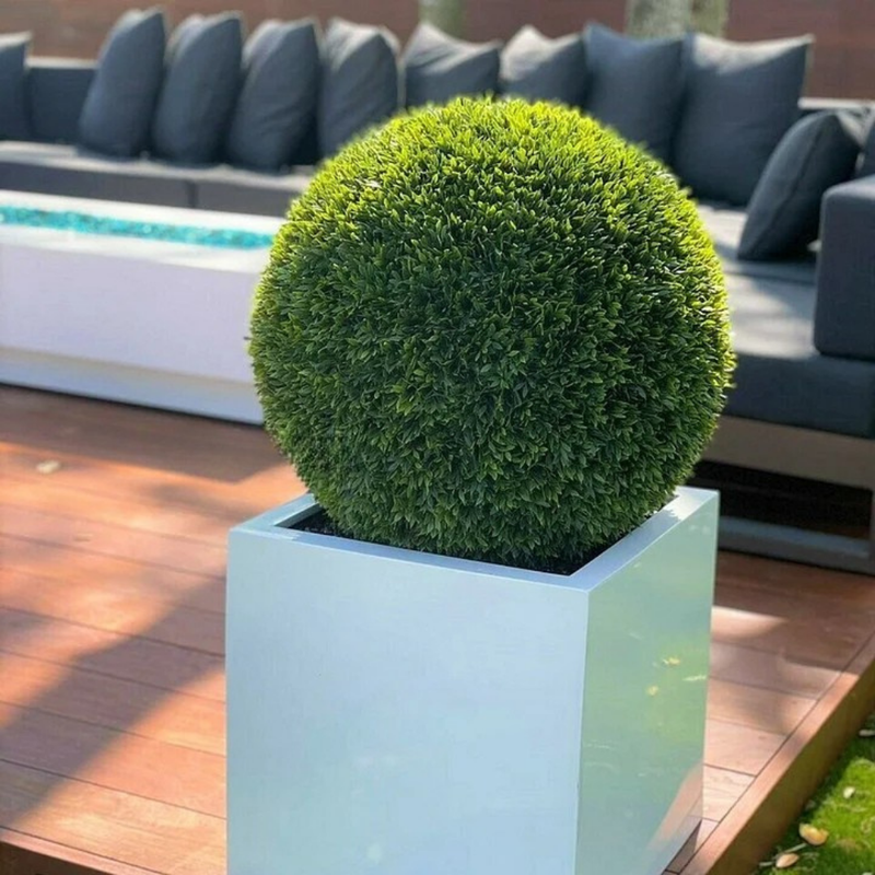 Large Block Fiberglass Planter with 20” Topiary – Nimebrand