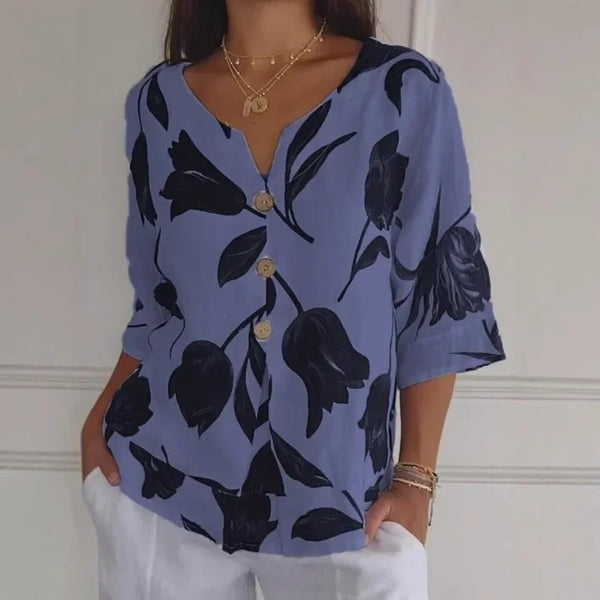 Alba - Floral V Neck Blouse